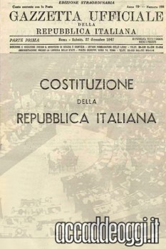 Accadde oggi 22 dicembre approvata la costituzione italiana for Sito della repubblica italiana